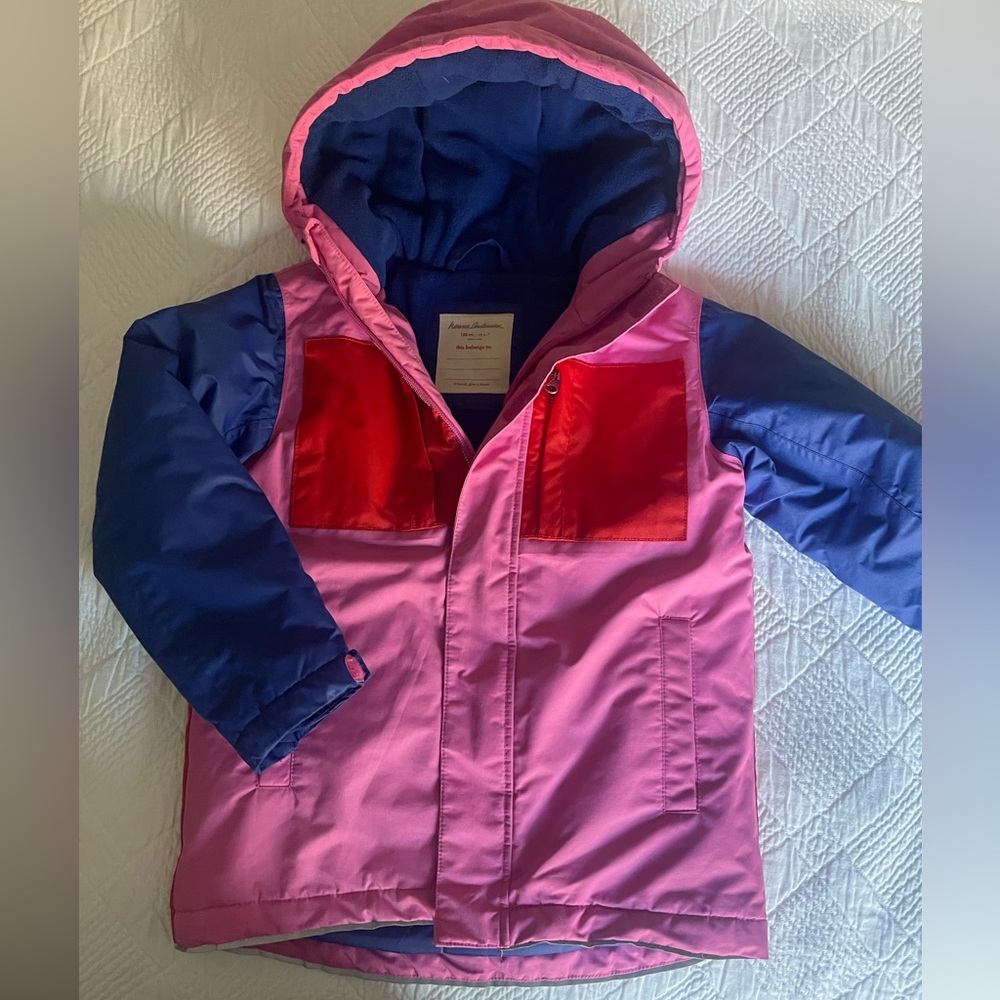 Hanna Andersson Pink and Blue Kids Puffer Coat